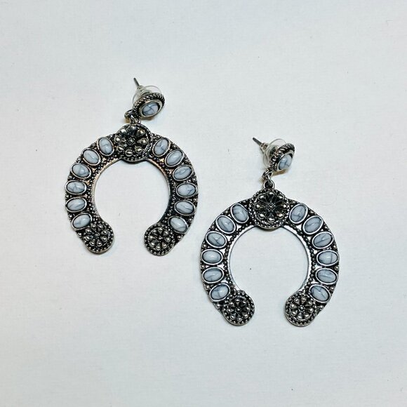 Western Boho Style Silver Concho Naja Earrings #880 - Picture 4 of 11